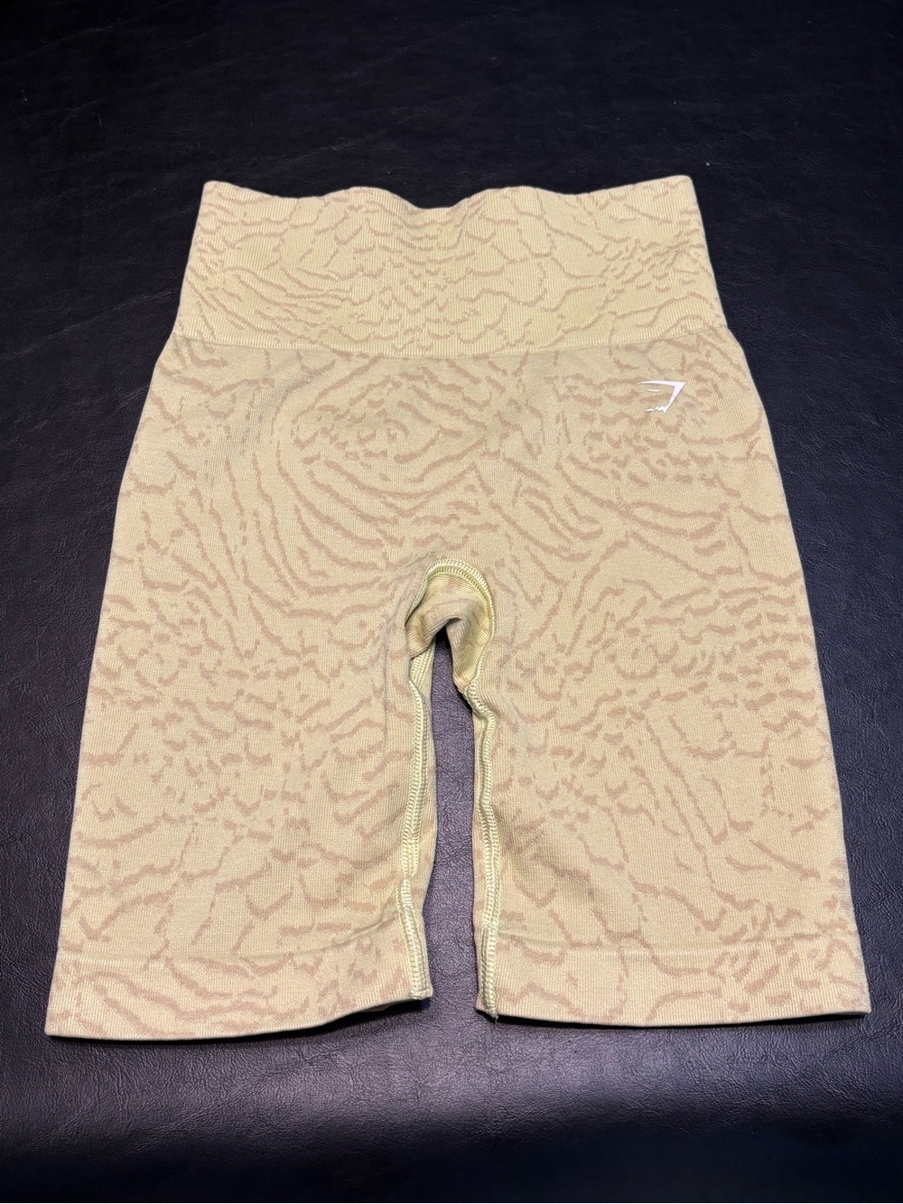 Gymshark Beige High-Waist Animal-Texture Bike Shorts